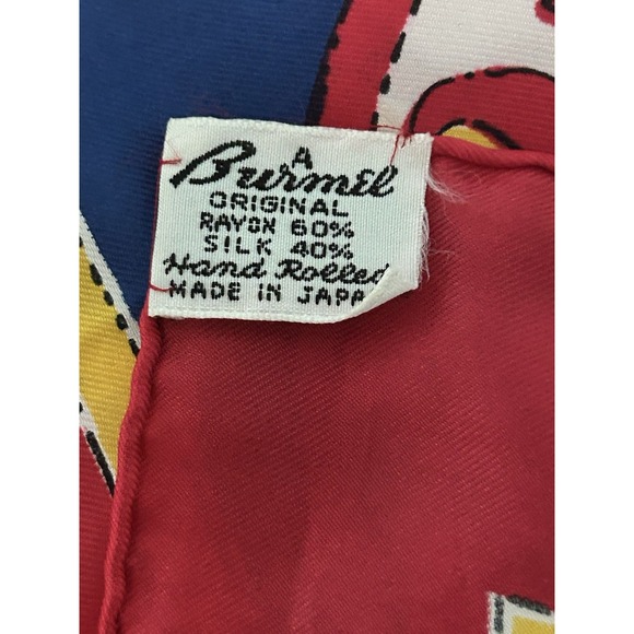 Vintage 1960s Zodiac Astrology Burmel Scarf red blue Gold Silk Celestial retro - Picture 8 of 8